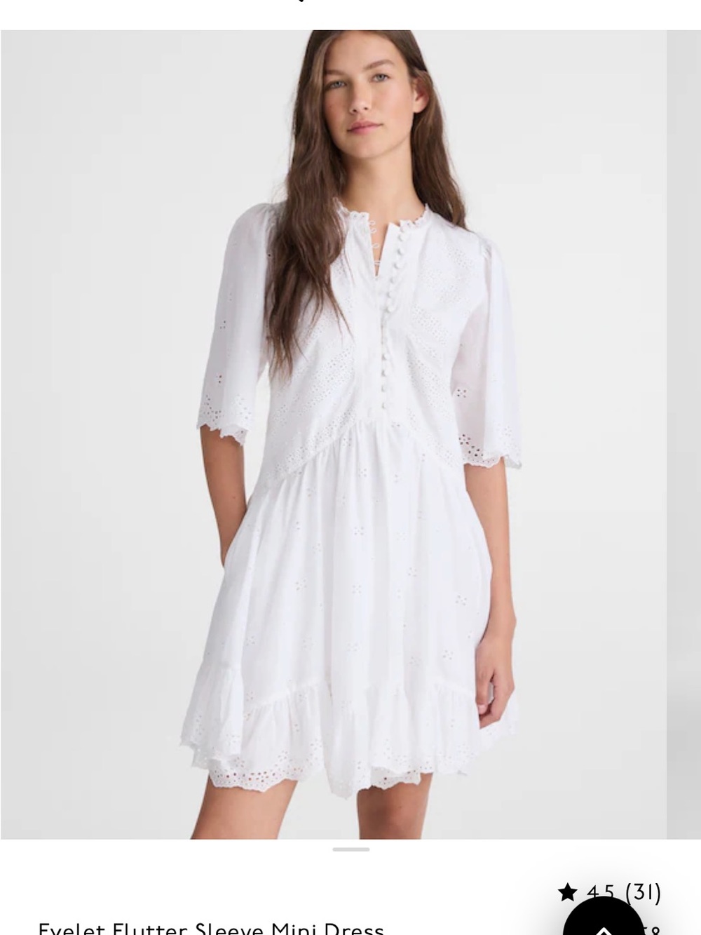 Madewell White Eyelet Flutter Sleeve Mini Dress